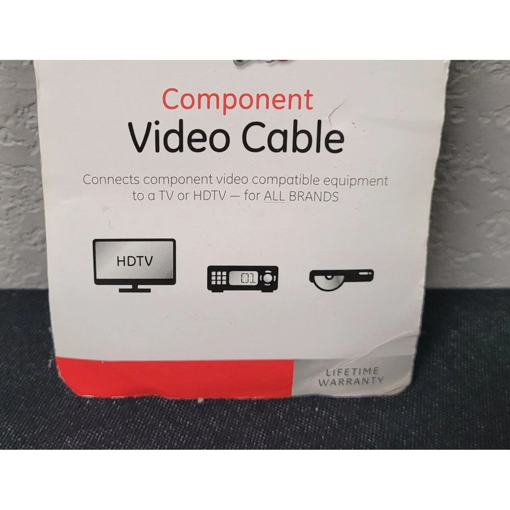GE-branded 6ft Component Video Cable (model 33607) - New Open Package